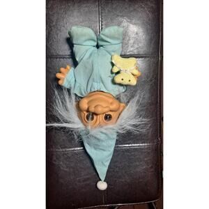 Vintage Russ 8in Troll Doll Bedtime Blue Pajama's Nightcap and Bear